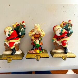 Vintage Christmas stocking holders set of 3